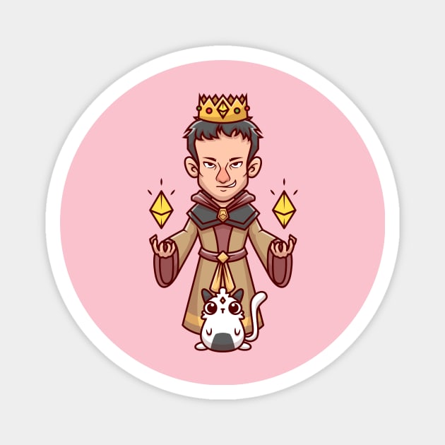 Cute King Witch With Hamster Cartoon Magnet by Catalyst Labs